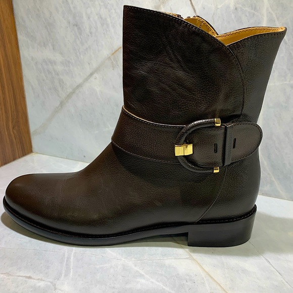 Napoleoni chocolate brown leather moto boots. Size 39 - Picture 2 of 4